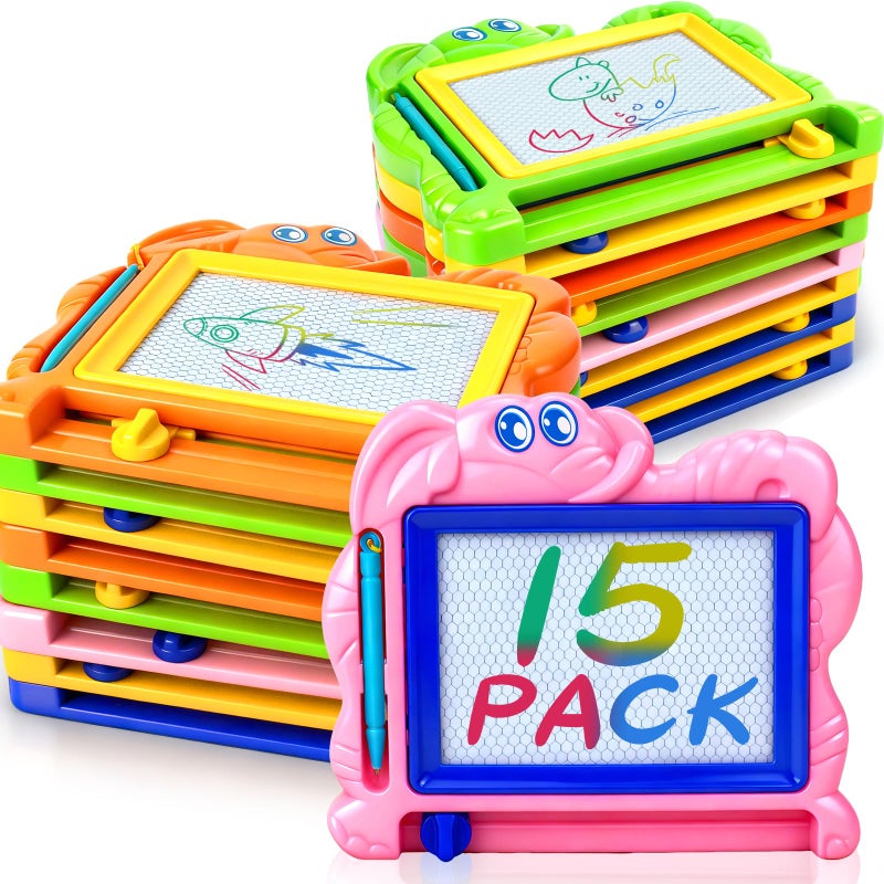Hymaz 15 Pack Magnetic Drawing Board for Kids, Colorful Erasable Doodle Sketch Tablet for Toddlers 1-3, Travel Writing Drawing Pad for Boys Girls Birthday Party Favors Easter Valentines Day Gifts - Image 1